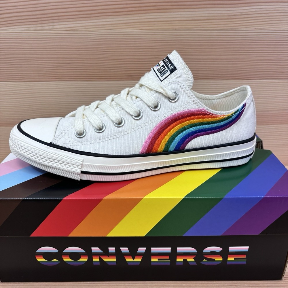 Converse Chuck Taylor All Star Low Top Pride Rainbow White Sneakers Woman Sz 8